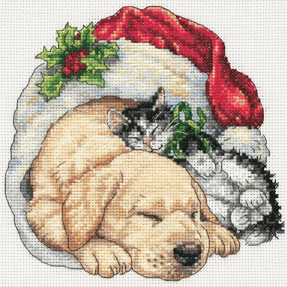 Gold Petites Christmas Morning Pets Counted Cross Stitch Kit